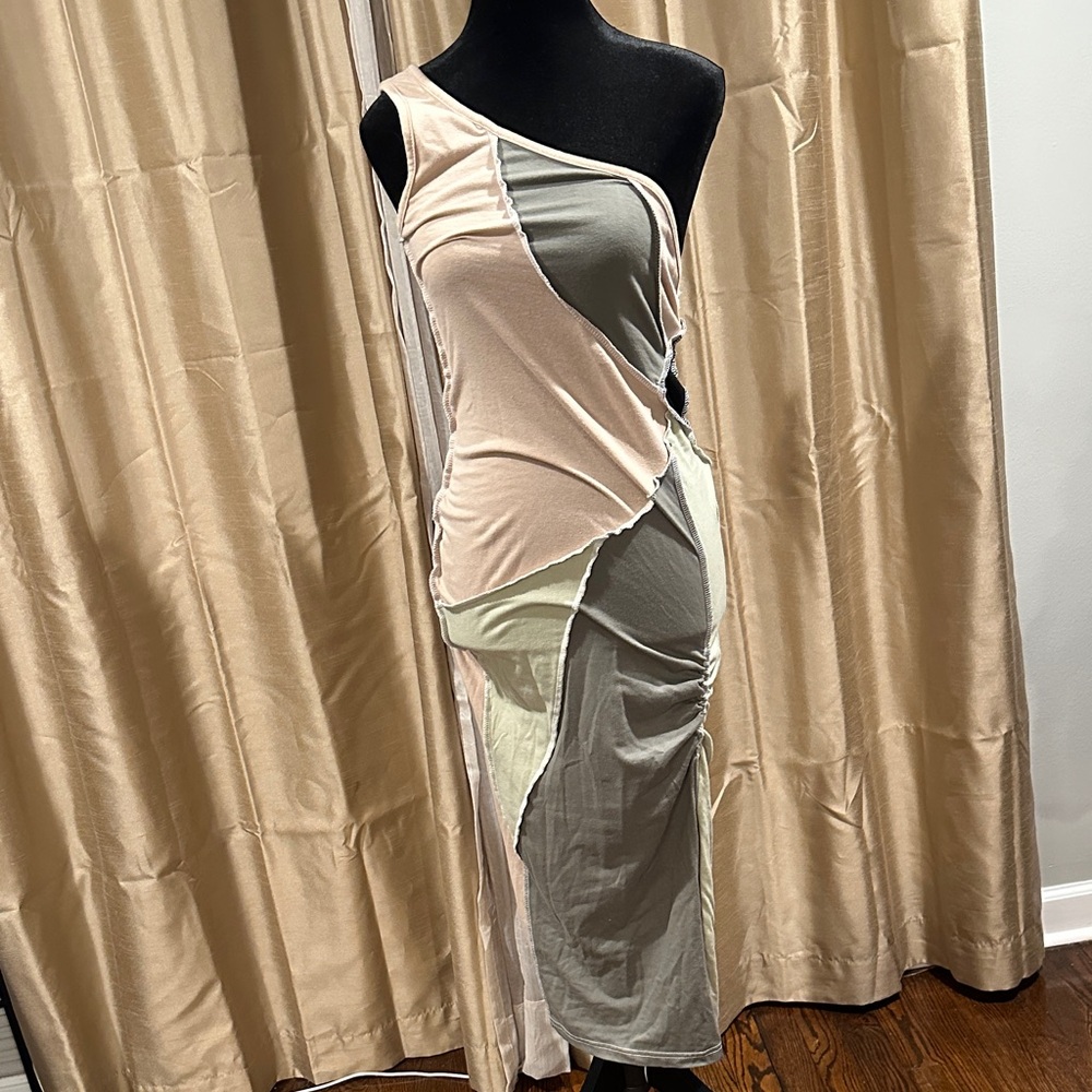 PrettyLittleThing One Shoulder Patchwork Dress